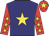 Navy, gold star, crimson sleeves, gold stars, crimson cap, gold star