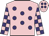 pink, purple spots, checked sleeves, pink cap, purple spots