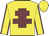 Yellow body, garnet cross of lorraine, yellow arms, garnet seams, yellow cap