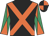 Black, orange cross sashes, emerald green sleeves, orange diabolo, black & orange quartered cap