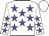 White body, blue stars, white arms, blue stars, white cap