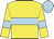 Yellow body, Light Blue hoop, yellow arms, Light Blue armlets, Light Blue cap