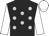Black, silver spots, white sleeves and cap