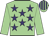 Light green, purple stars, light green sleeves, striped cap