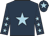 Dark blue, light blue star, light blue stars on sleeves, light blue star on cap