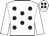 White, black spots, white sleeves, white cap, black spots