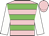 pink and green hoops, white sleeves, pink cap