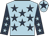 Light blue, dark blue stars, dark blue sleeves, light blue stars, light blue cap, dark blue star