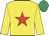 Yellow, red star, emerald green cap