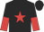 black, red star, halved sleeves