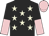 black, beige stars, black and pink halved sleeves, pink cap