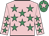 Pink, emerald green stars, emerald green cap, pink star