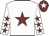 White, maroon star, maroon stars on sleeves, maroon cap, white star