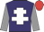 Purple, white cross of lorraine, grey sleeves, red cap