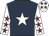 Dark blue, white star, white sleeves, maroon stars, white cap, maroon stars