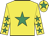 Yellow, emerald green star, emerald green stars on sleeves, emerald green star on cap