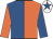 Orange & royal blue halved, sleeves reversed, white cap, royal blue star