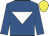 Royal blue, white inverted triangle, yellow cap