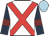 White, red cross belts, dark blue sleeves, maroon armlets, light blue cap