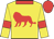Yellow, red lion, red armlets, collar and cap