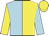 Light blue and yellow (halved), sleeves reversed, yellow cap