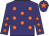Purple, orange spots, purple sleeves, orange stars, purple cap, orange star