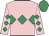 Pink, emerald green triple diamond, diamonds on sleeves, emerald green cap