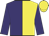 Purple and yellow (halved), purple sleeves, yellow cap