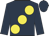 Dark blue, large yellow spots