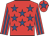 Red, royal blue stars, striped sleeves and star on cap