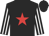 black, red star, white stripes on sleeves