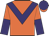 Orange, purple chevron, halved sleeves, purple cap, orange peak