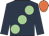 Dark blue, large light green spots, orange cap