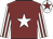 Maroon, white star, white and maroon striped sleeves, white cap, maroon star