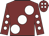 Maroon, large white spots, maroon sleeves, white spots, maroon cap, white spots