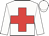 White, red cross, white sleeves, white cap, red cross