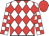 White and red checked diamonds, checked sleeves, red cap