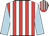 Red and white stripes, light blue sleeves