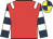 Red, white epaulets, dark blue and white hooped sleeves, yellow and dark blue quartered cap