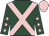 Dark green, pink cross belts, dark green sleeves, pink stars and cap