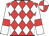 Red and white diamonds, white sleeves, red armlets, red and white quartered cap