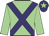 Light green, purple cross belts, purple cap, light green star