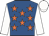 Royal blue, orange stars, white sleeves and cap