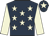 Dark blue, beige stars, sleeves and star on cap