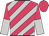 Cerise and silver diagonal stripes, halved sleeves, cerise cap