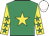 Emerald green, yellow star, yellow sleeves, emerald green stars, white cap