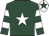 Dark green, white star, hooped sleeves, white cap, dark green star