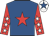 Royal blue, red star, red sleeves, white stars, white cap, royal blue star