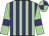 Light green and purple stripes, light green sleeves, purple armlets, quartered cap