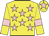Yellow, pink stars, armlets and star on cap